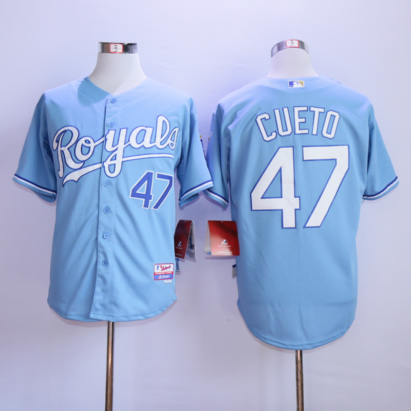Men Kansas City Royals 47 Cueto Light Blue MLB Jerseys
